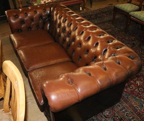 Leather button back chesterfield sofa